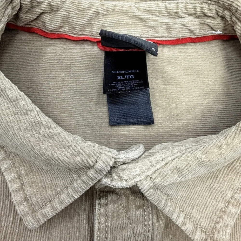 The North Face Corduroy Snap Button Shirt Men's XL Beige Tan Utility Outdoor
